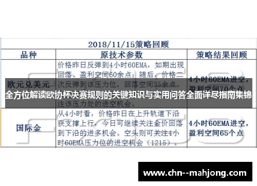 全方位解读欧协杯决赛规则的关键知识与实用问答全面详尽指南集锦